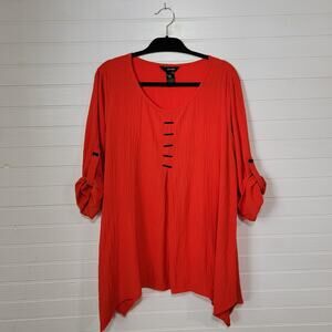 Ali Miles Plus Size 1X Top Art to Wear Crinkle Modern Contemporary Artsy Blouse